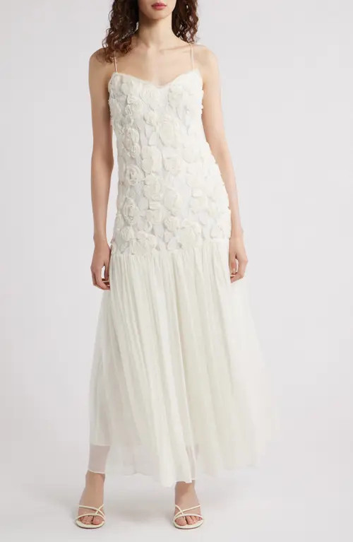 Lucy Paris Arwen Floral Dropped Waist Maxi Dress in Ivory at Nordstrom, Size X-Small | Nordstrom