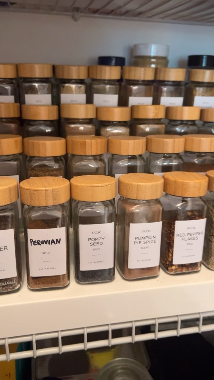 I organized my pantry with these gorgeous glass spice jars and I’m obsessed 🤎 The bamboo lids give such a clean, minimalist farmhouse look and the set comes with EVERYTHING — 36 jars, a funnel, chalk pen, and over 800 pre-printed labels so you’re not stuck hand-writing a single one. Linked the 3 tier organizer as well 👏

#LTKmomlife #LTKHome #LTKdayinmylife