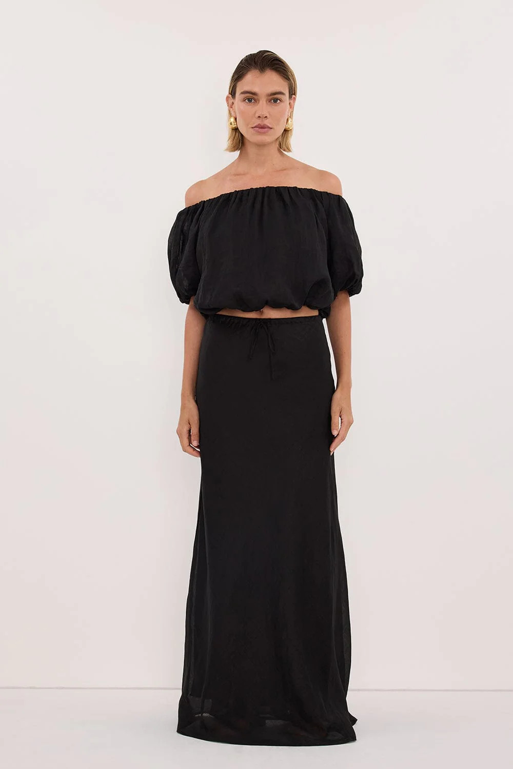 MAISON BLACK RAMIE BIAS MAXI SKIRT | DISSH