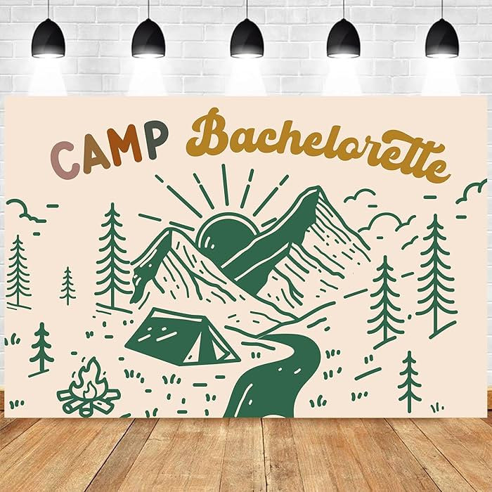 Camping Bachelorette Party Decorations for Adult Camp Bachelorette Backdrop Banner Mountain Lake ... | Amazon (US)