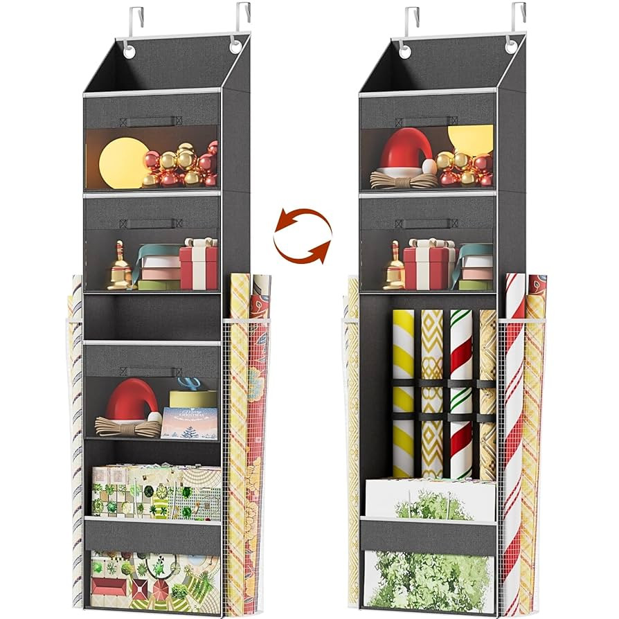 Amazon.com: Over Door Wrapping Paper Organizer Storage with 3 Removable Drawers & Side Pockets ... | Amazon (US)