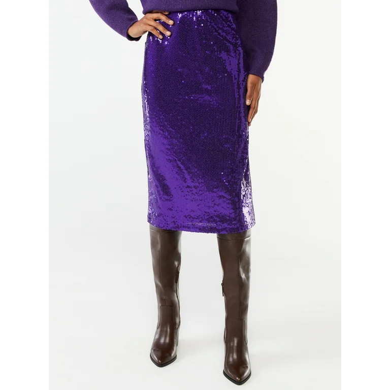 Scoop Women's Sequin Midi Pencil Skirt - Walmart.com | Walmart (US)