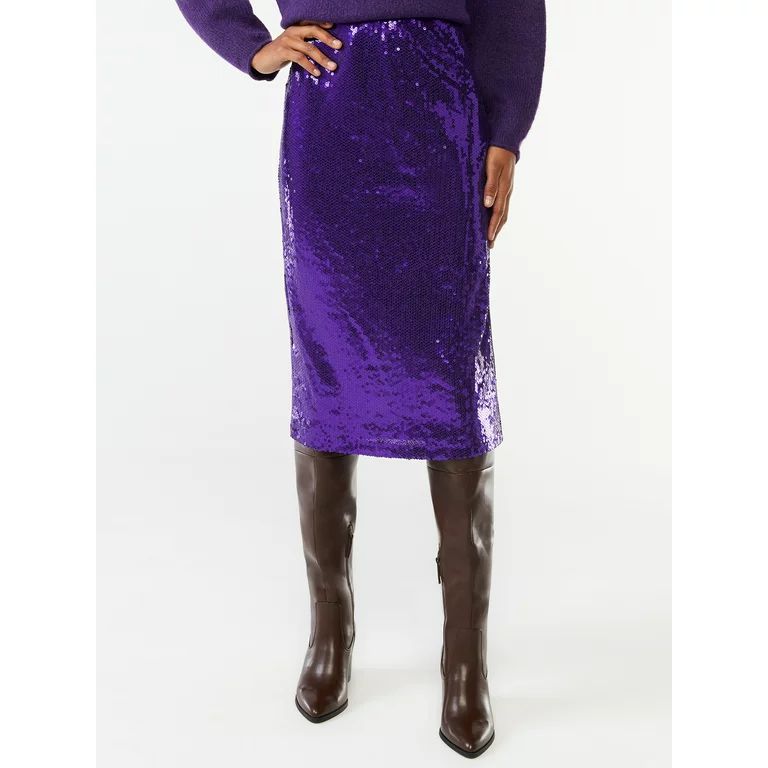 Scoop Women's Sequin Midi Pencil Skirt | Walmart (US)