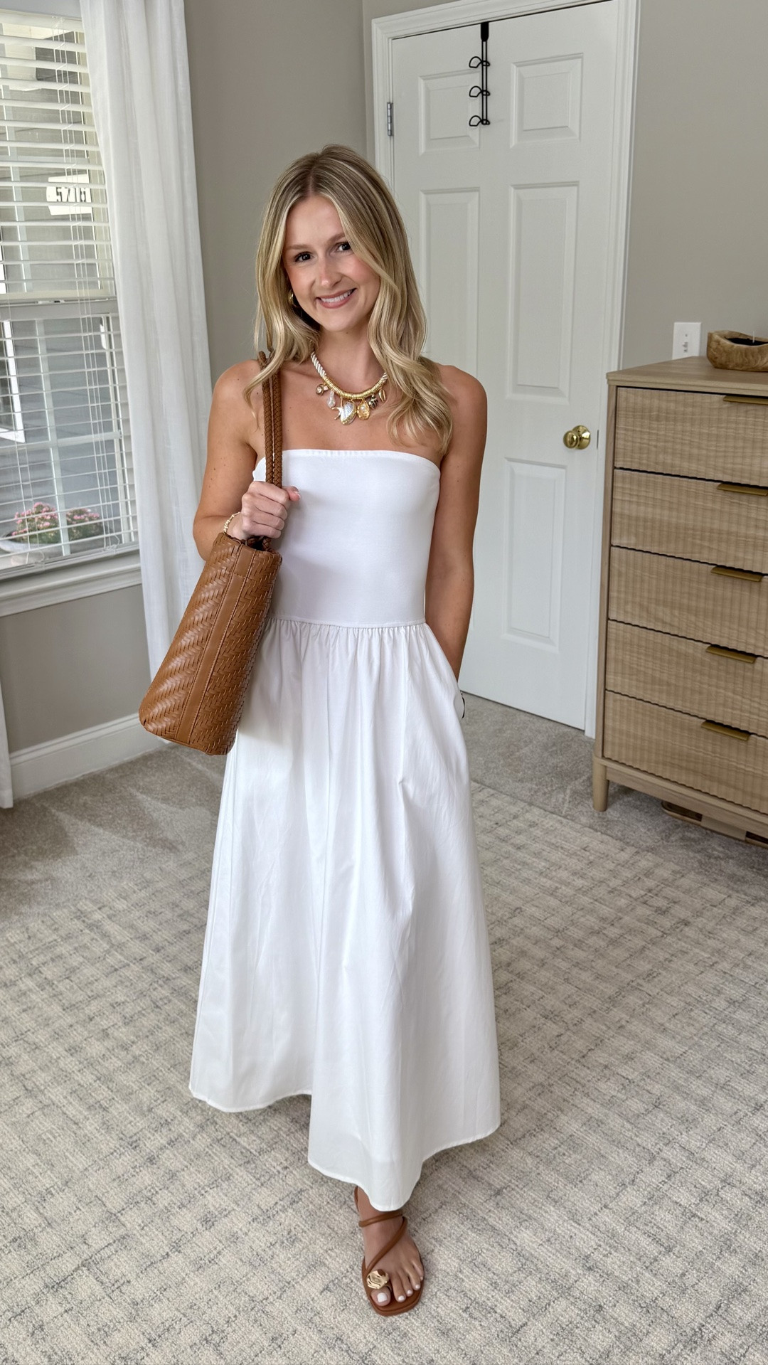 An Amazon dress under $50 that looks so much more expensive! The material is quality and it’s double lined so not see through at all! 

The perfect throw-on-and-go summer maxi for brunch, vacay, date night, girls night & everything in between. 

Also loving these slide on sandals with the gold detail, also from Amazon! 

Wearing an XS in the dress and a 7 in the sandals 

#amazonfinds #amazonstyle #maxidress #whitedresses #summerdresses #summeroutfits #outfitinspo #vacayoutfit #datenightoutfit #shellnecklace #summersandals #amazonsandals

#LTKTravel #LTKSeasonal