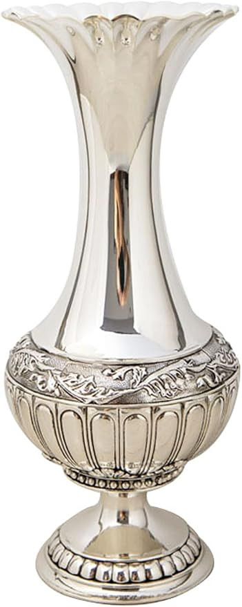 Decorative Vase, Elegant Metal Vase with Silver Finish for Artificial & Dried Flowers, Modern Tab... | Amazon (US)