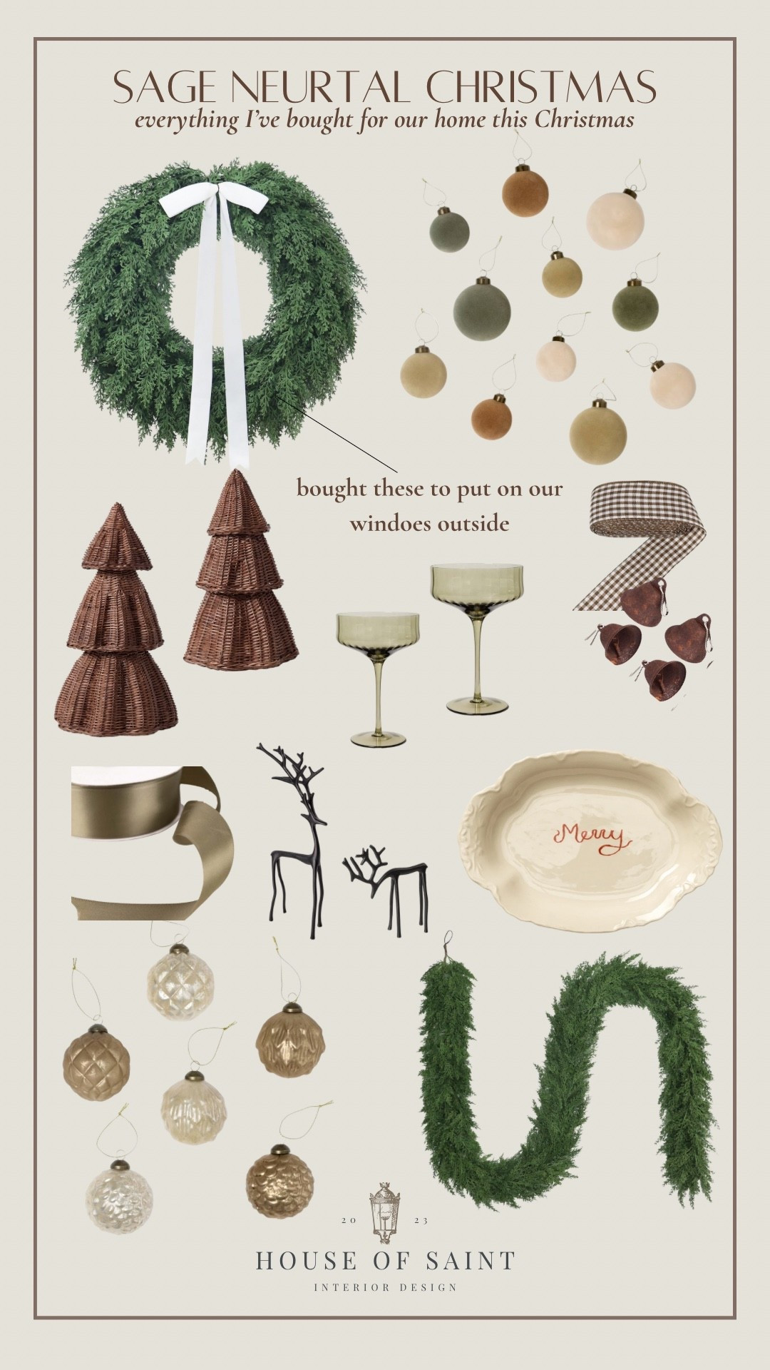 Sage + neutrals for Christmas 🤍✨ Keeping our holiday decor soft, cozy, and timeless this year with natural textures, warm metallics, and muted greenery. Everything here is what I’ve actually bought for our home — from the classic wreaths for the windows to the neutral ornaments and cozy tabletop touches. Elegant, festive, and totally my vibe this season.

#NeutralChristmas #HolidayHomeDecor #ChristmasDecorInspo #SageGreenChristmas #ModernChristmas #CozyHolidayStyle #HolidayAesthetic #TimelessDecor

neutral Christmas decor, sage green holiday decorations, modern Christmas ideas, cozy neutral home styling, holiday wreaths for windows, natural Christmas color palette, elegant Christmas ornaments, minimalist holiday design 

 

#LTKHome #LTKSeasonal #LTKHome