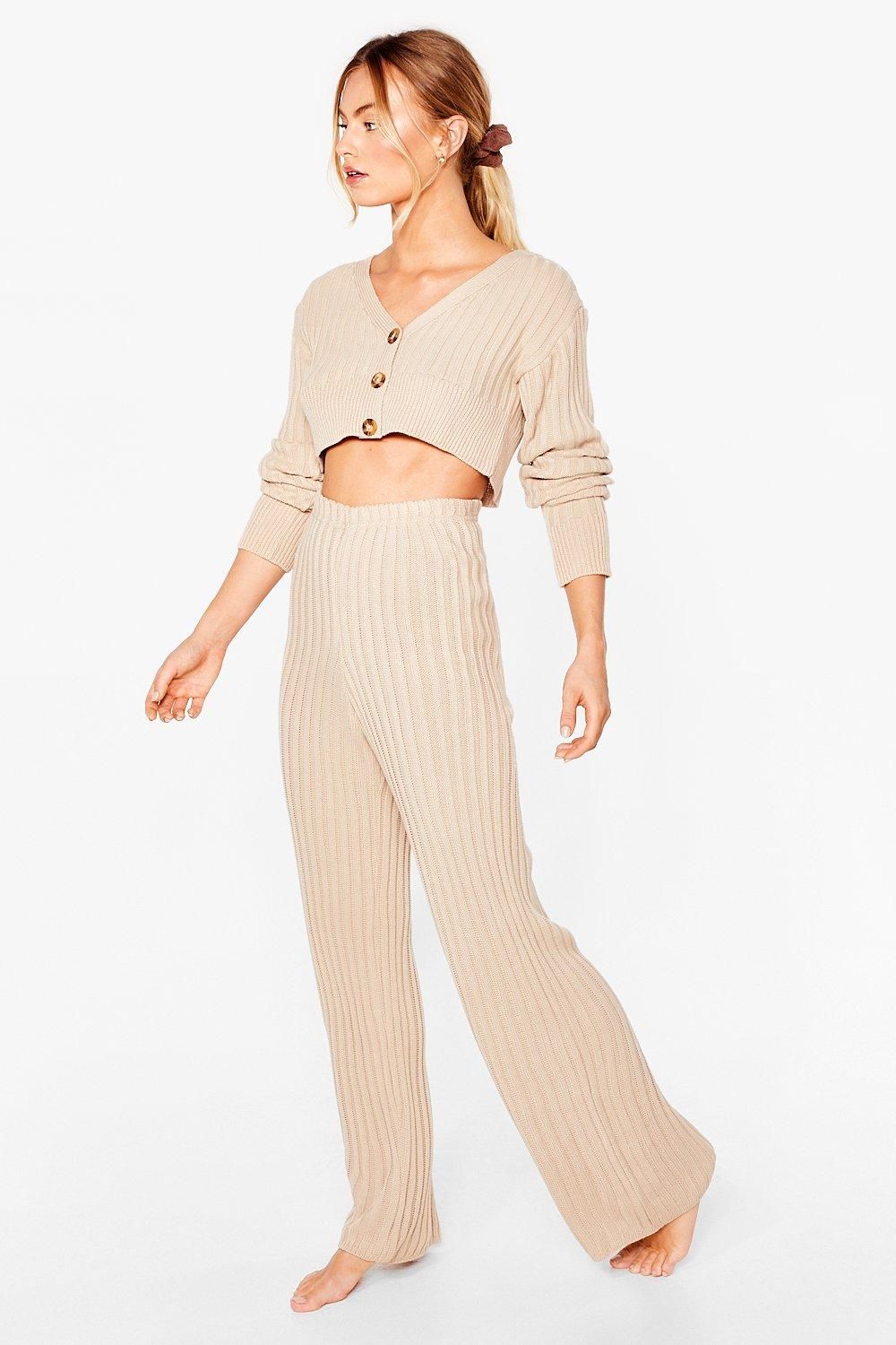 Let It V Ribbed Knit Cardigan and Pants Lounge Set | NastyGal (US & CA)