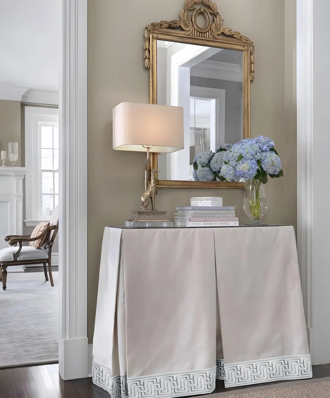 Rectangular Cotton Table Skirt, Box Pleat Table Skirt, Rectangular Tablecloth With Decorative Ban... | Etsy (US)