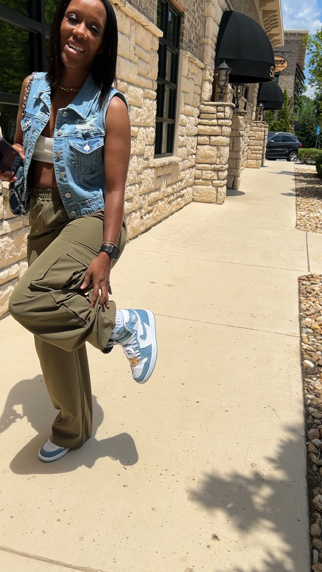 Denim vest outfit idea with cargo pants.

I’m wearing a denim distressed vest with army green wide leg cargo pants.

I styled this casual outfit with a denim distressed purse and Jordan 1 denim sneakers

#LTKFindsUnder50 #LTKSaleAlert #LTKItBag