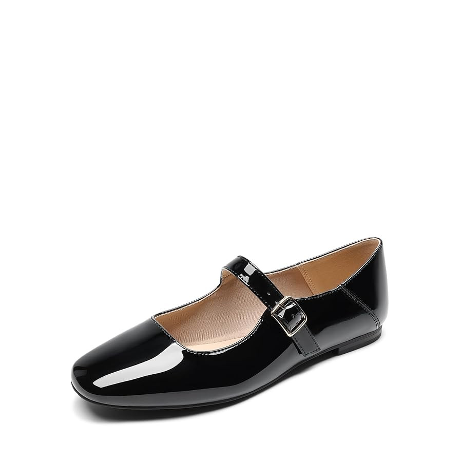 DREAM PAIRS Women's Silver Square Toe Mary Jane Flats: Comfortable Casual Slip On Dress Shoes wit... | Amazon (US)