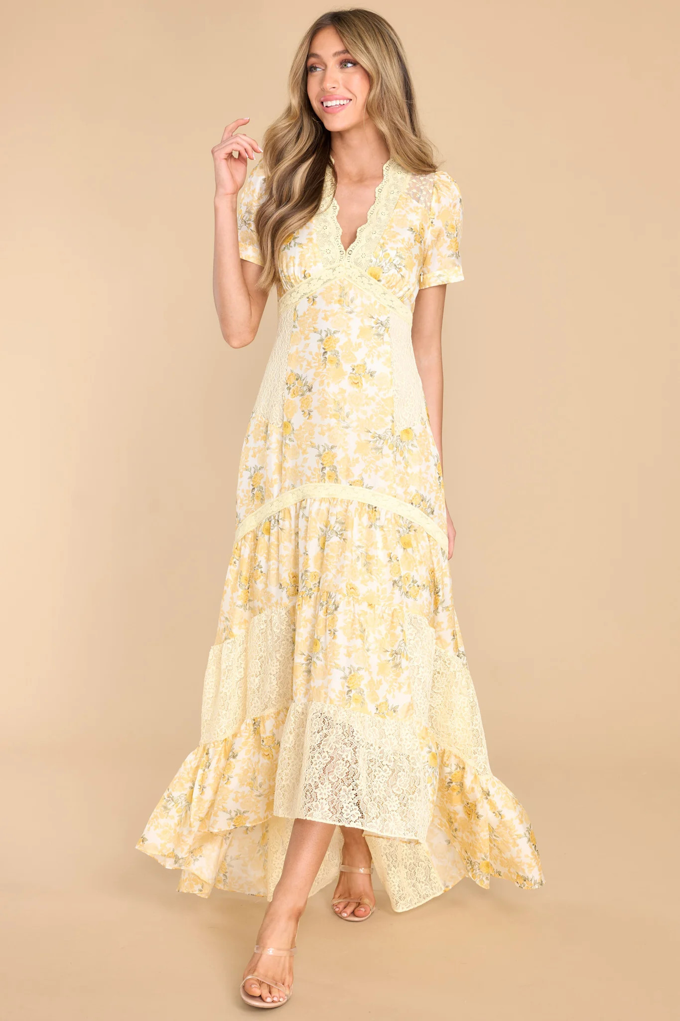 Tink Silk Lemon Daydream Maxi Dress | Red Dress 