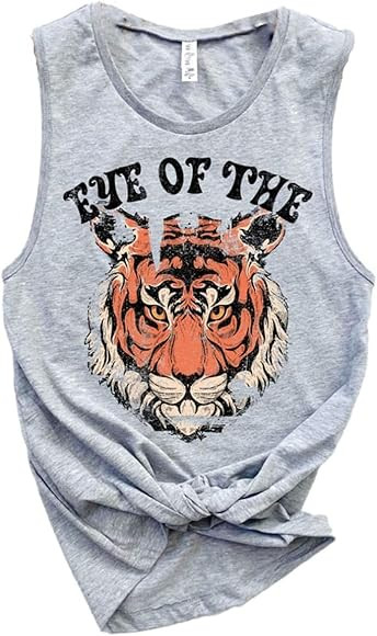 Eye of The Tiger Tanks Funny Vintage Easy Tiger Throwback Concert Sleeveless Workout Yoga Muscle ... | Amazon (US)