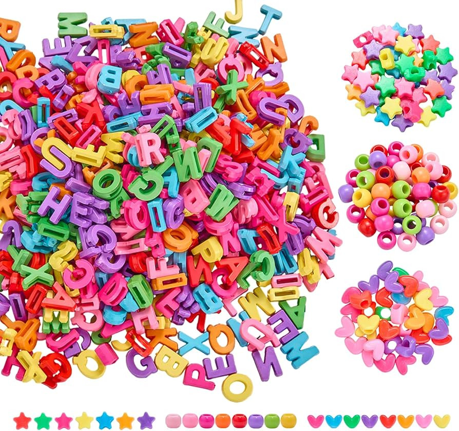 Ornaland 750Pcs Bubble Large Alphabet Letter Beads for Jewelry Making Mixed Acrylic Plastic Heart... | Amazon (US)