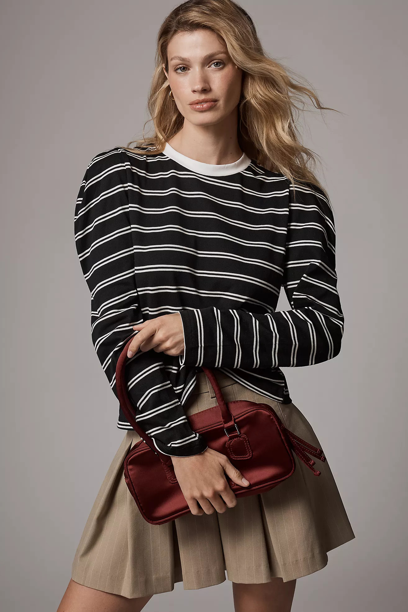 English Factory Long-Sleeve Striped Boxy Top | Anthropologie (US)