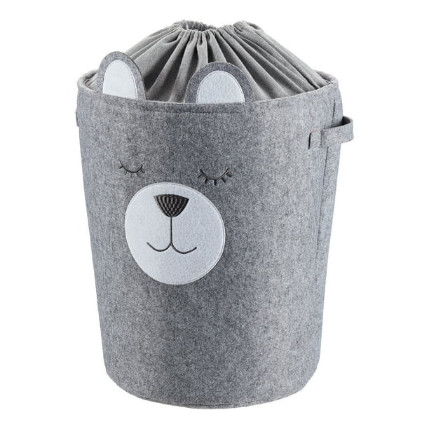 Better Homes & Gardens Round Tapered Laundry Hamper with Drawstring Liner, Felt Bear | Walmart (US)