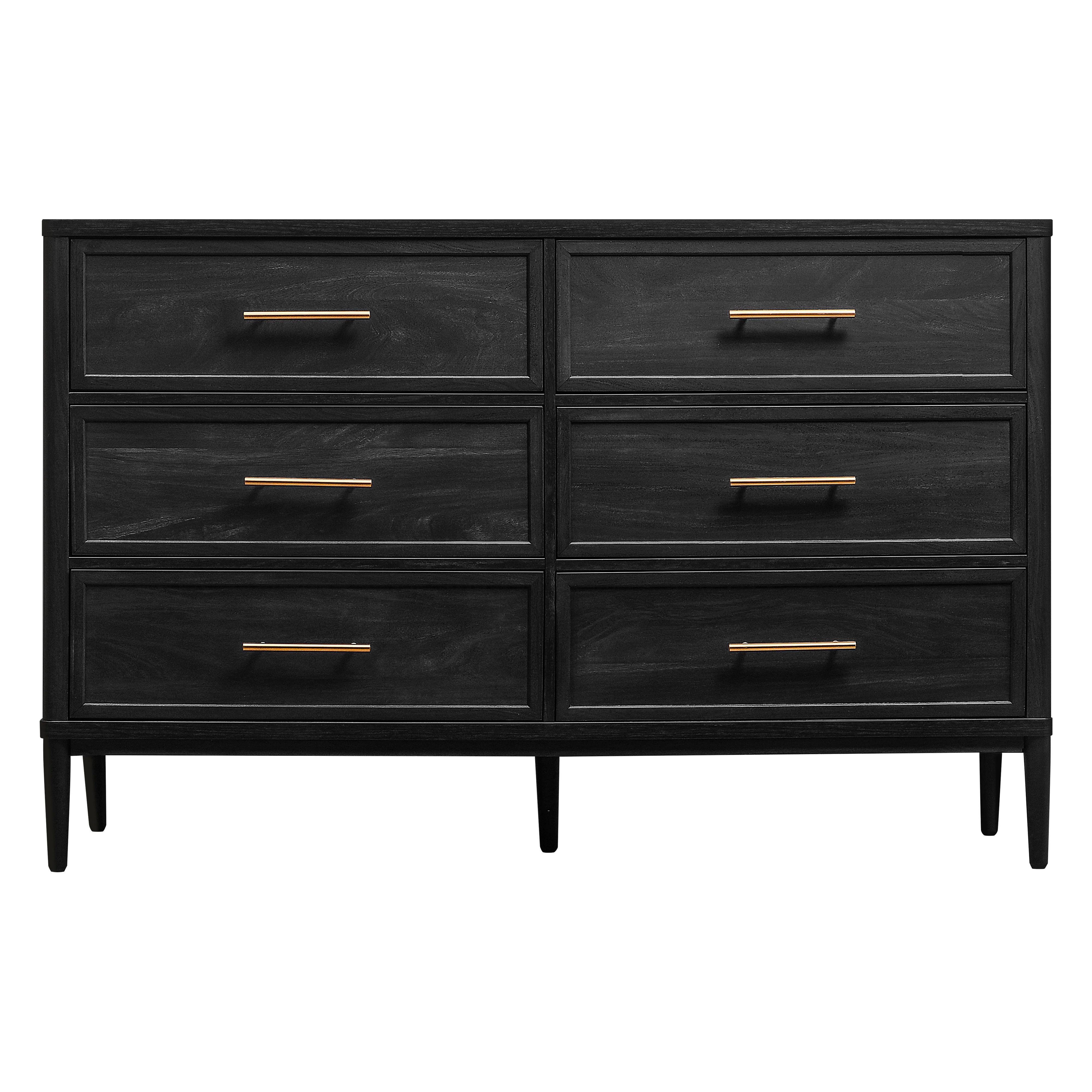 Better Homes & Gardens Oaklee 6- Drawer Dresser, Black Wood Finish | Walmart (US)