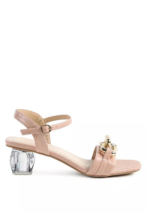 London RagIcicle Clear Low Heel Metal Chain Sandals | Macy's