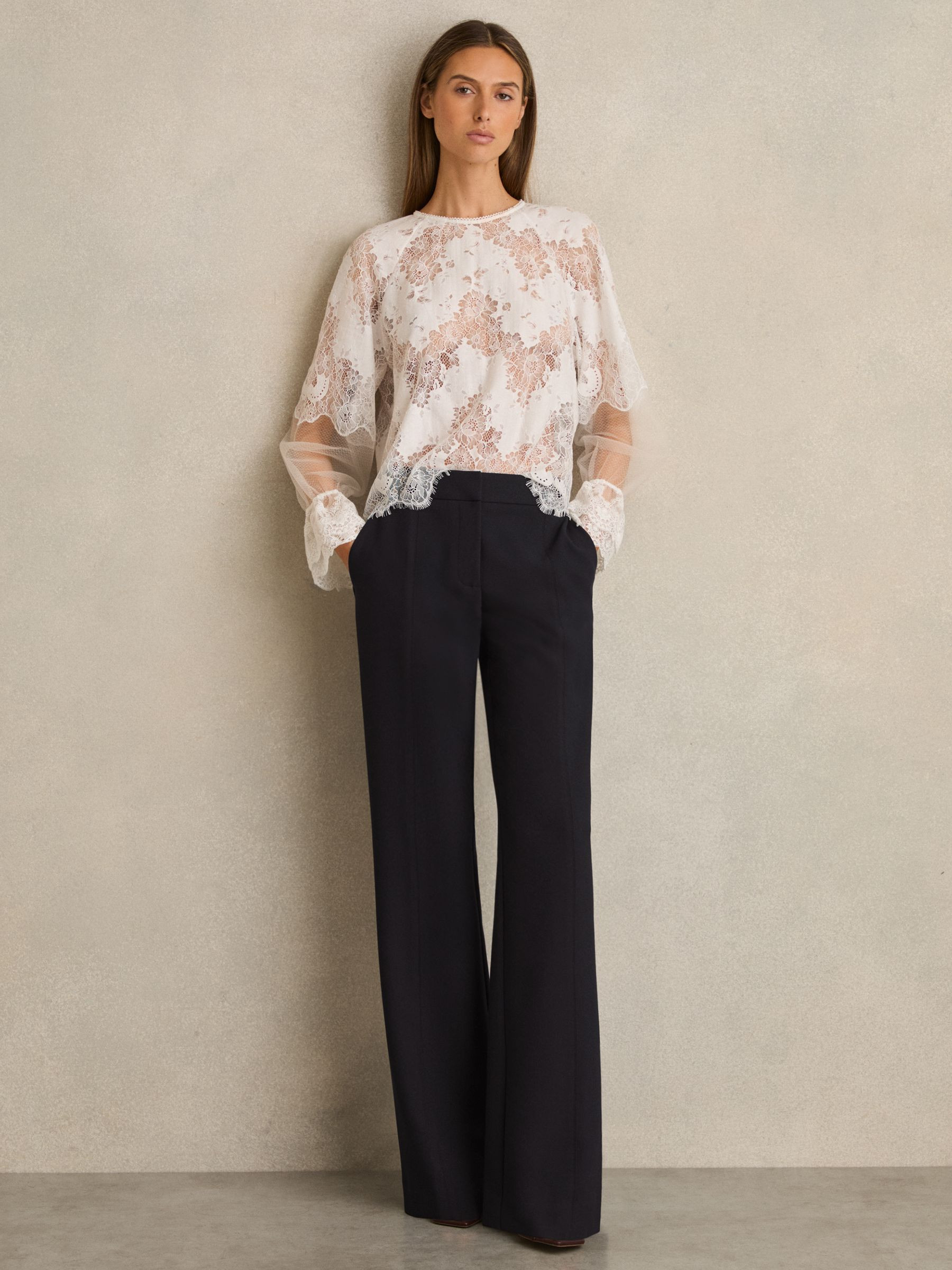 Flared Tailored Trousers in Navy | Reiss UK