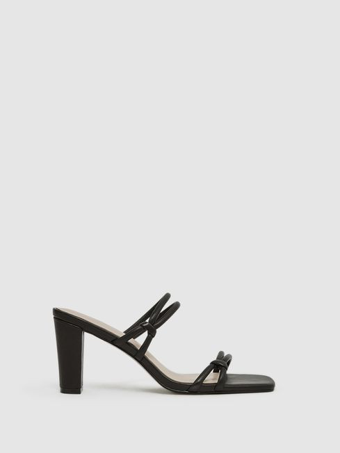 Leather Strappy Block Heels | Reiss UK