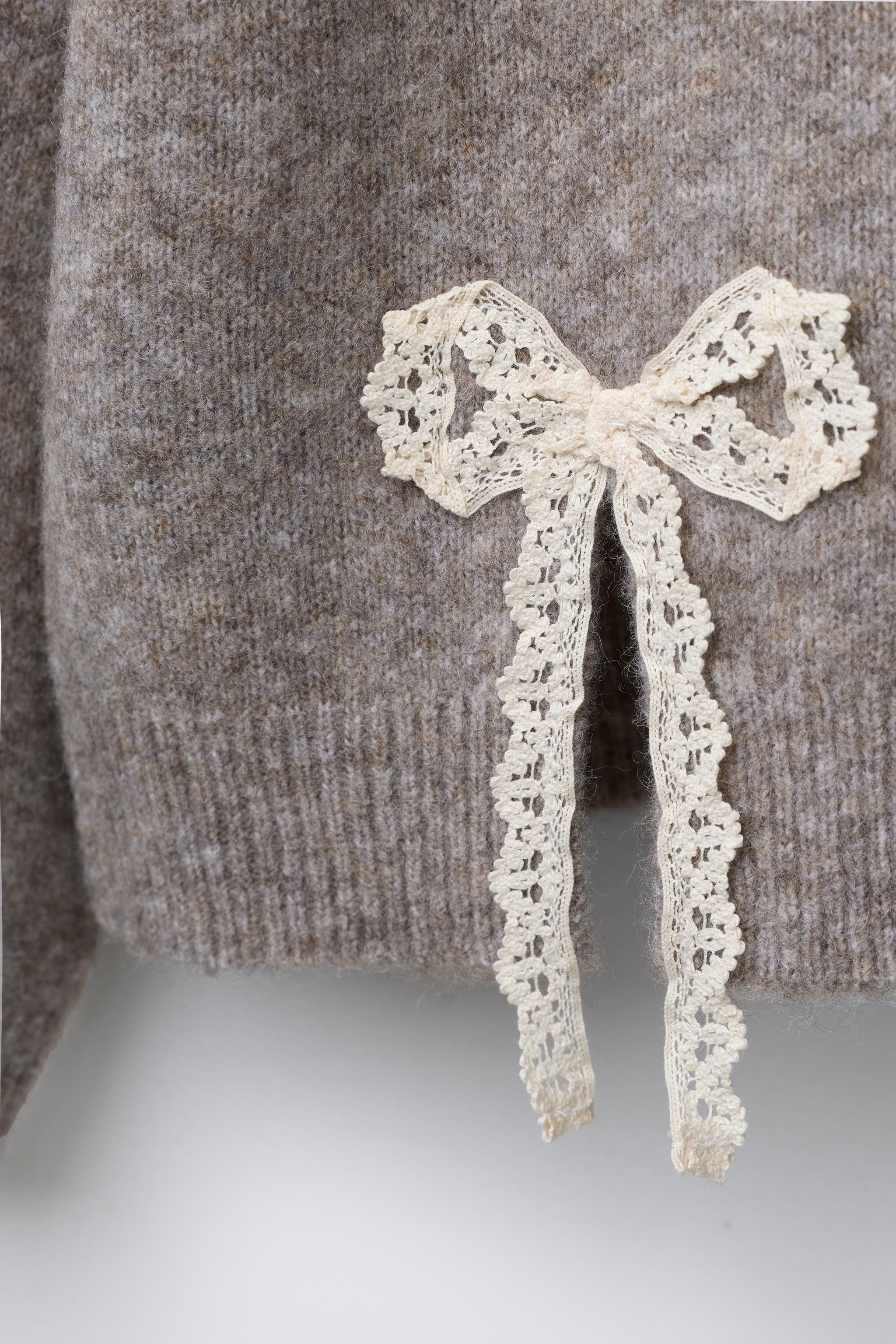 LACE BOWS KNIT SWEATER | Zara US