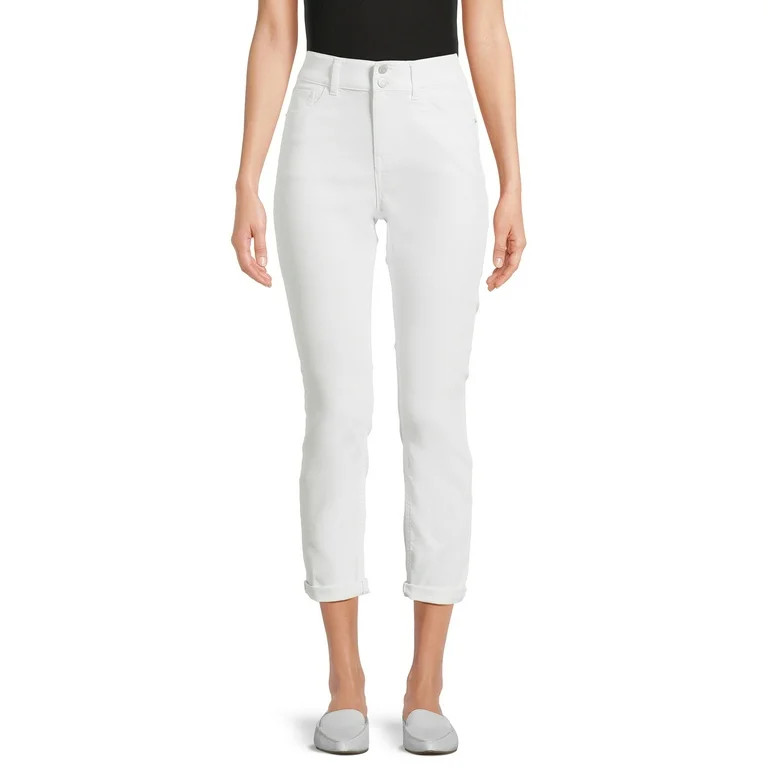 No Boundaries Juniors Double Button Cropped Shaping Jeans, 29” Inseam, Sizes 1-21 | Walmart (US)