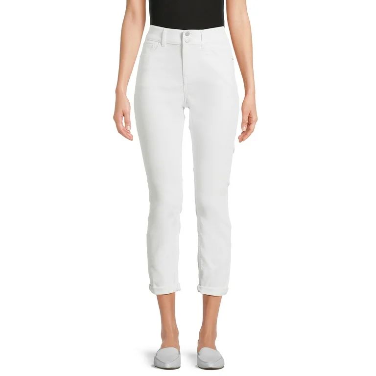 No Boundaries Juniors Double Button Cropped Shaping Jeans, 29” Inseam, Sizes 1-21 - Walmart.com | Walmart (US)