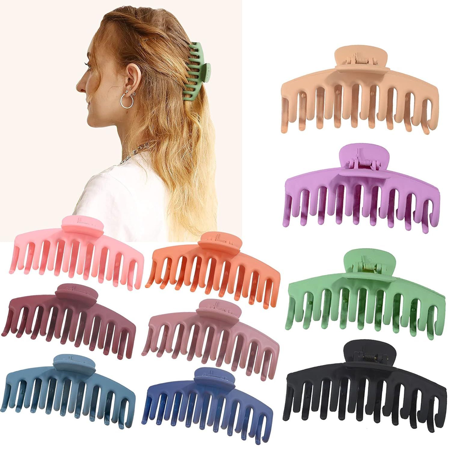 MOORAY Big Hair Claw Clips for Women Large Hair Clips for Thick Hair 10 color Banana Clips Hair f... | Amazon (US)