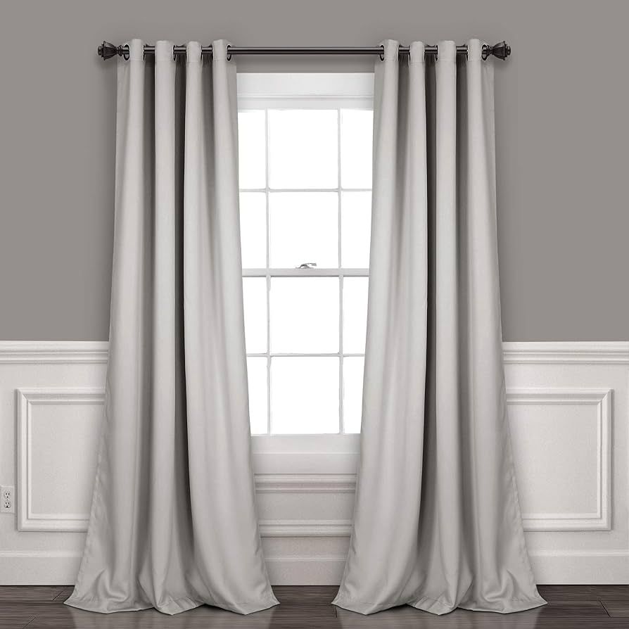 Lush Decor Insulated Grommet Blackout Curtains Panel Pair, 52"W x 108"L, Light Gray | Amazon (US)