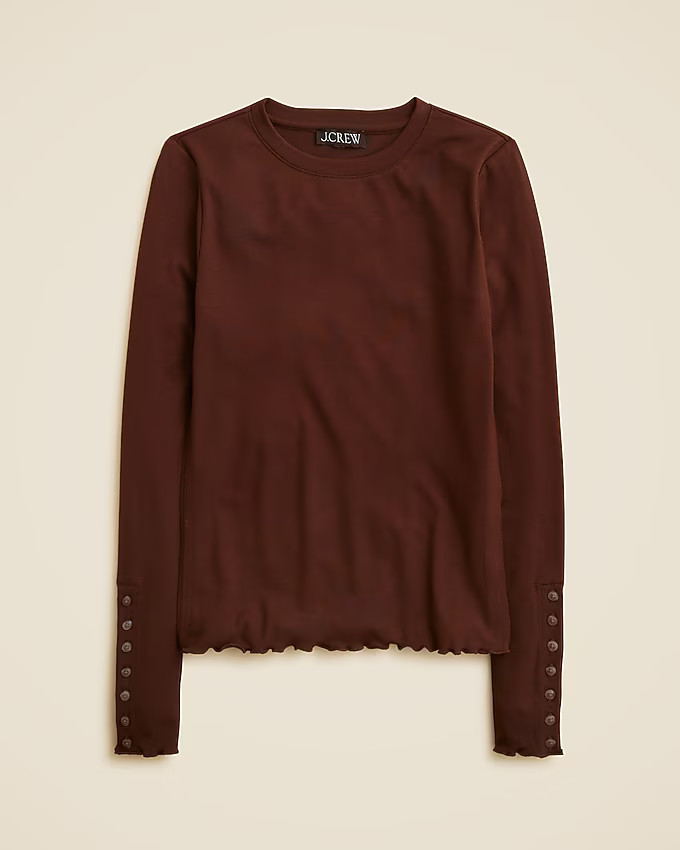 Refined rib long-sleeve T-shirt with button cuffs | J. Crew US
