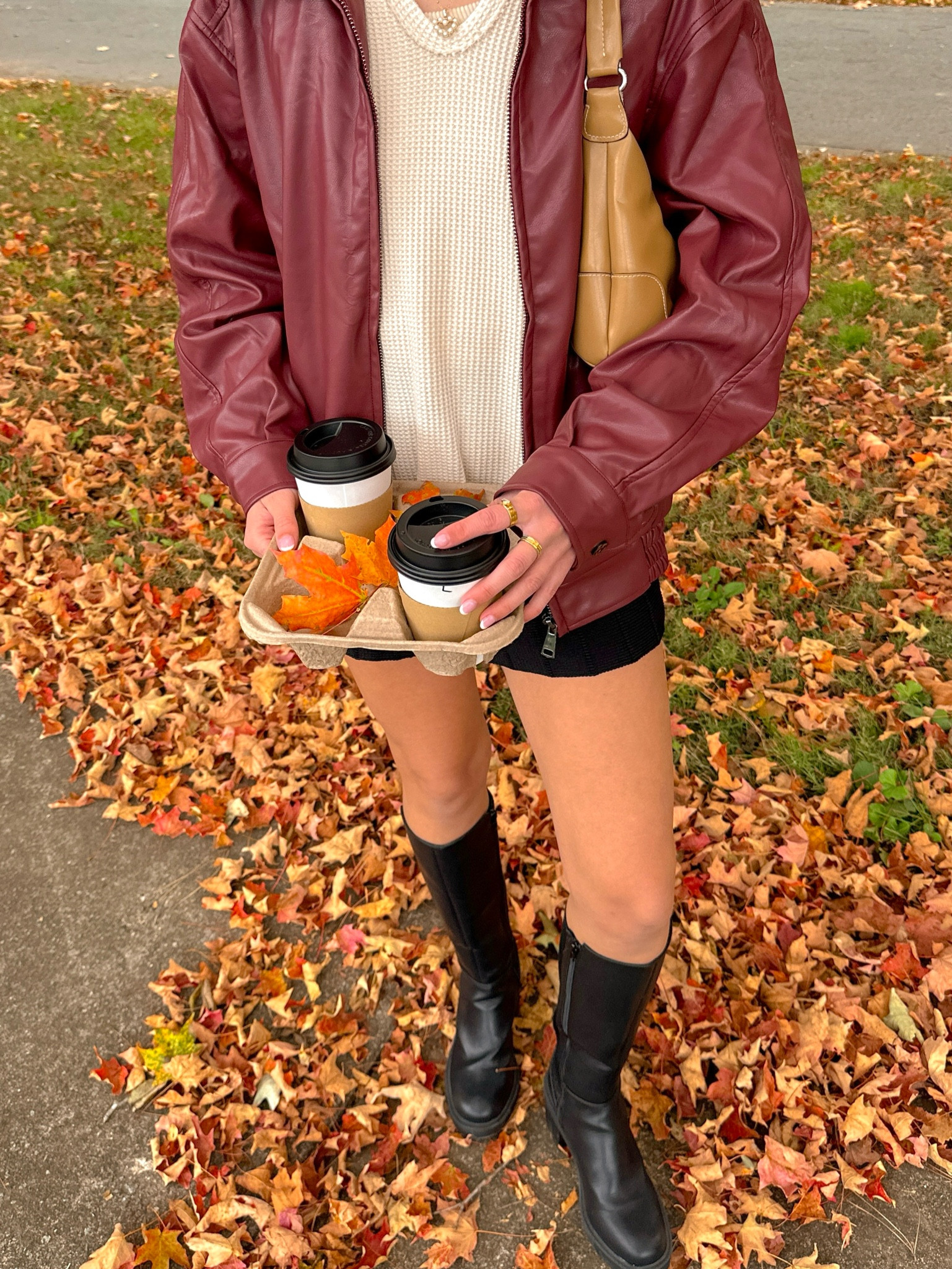 brb getting coffee! ☕️
code: HILLARY will help you save on Grey Bandit! ✨

I loved this fall fit so much! the sweater is from Dear John Denim but they aren’t on LTK so I linked a similar one from Amazon!🧸🌟