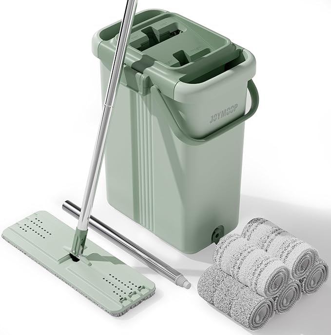 JOYMOOP Mop and Bucket with Wringer Set, Flat Squeeze Mop with Bucket (X-Large), Dust Mop for Wal... | Amazon (US)