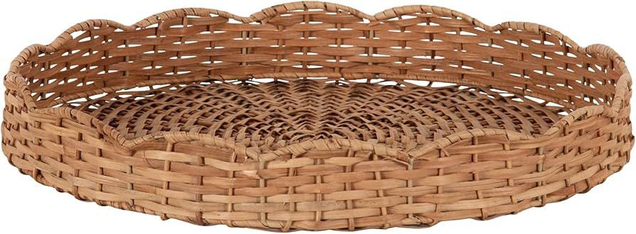 Kate and Laurel Wavley Modern Round Scalloped Woven Rattan Tray, 18 Inch Diameter, Natural Rattan... | Amazon (US)