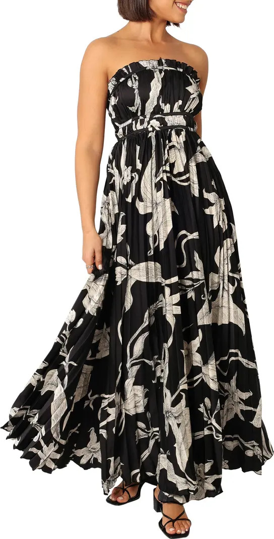 Angelique Floral Strapless Pleated Maxi Dress | Nordstrom
