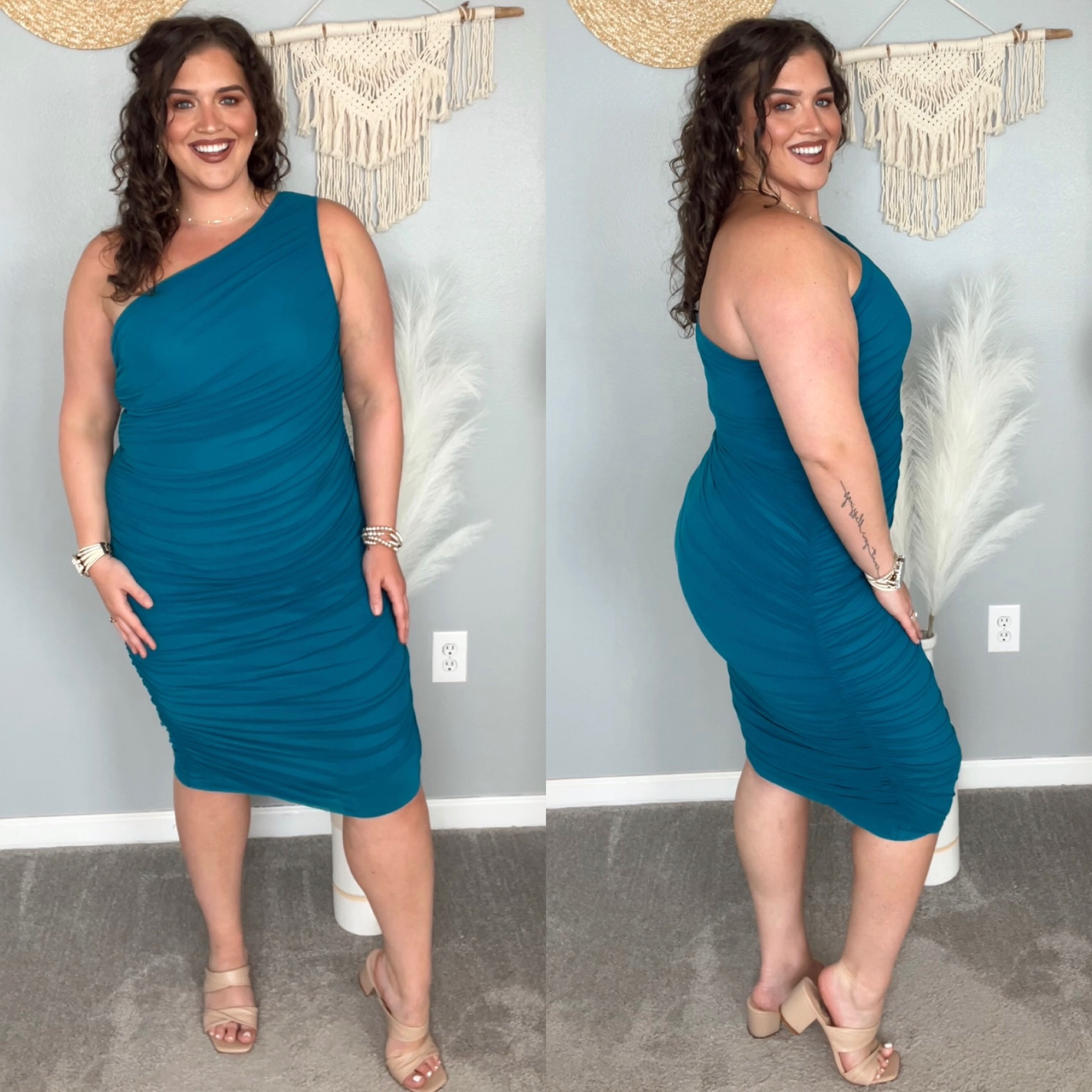 Midsize wedding guest dress for Fall 💒🍂👗 
Size: XL 
#midsizeoutfits #ootn #dresses #cocktaildress #blacktie #weddingguestdress #fallfashion #formalwear #semiformal #teal #clutch #handbag #accessories #shapewear #heels 

#LTKstyletip #LTKmidsize #LTKwedding