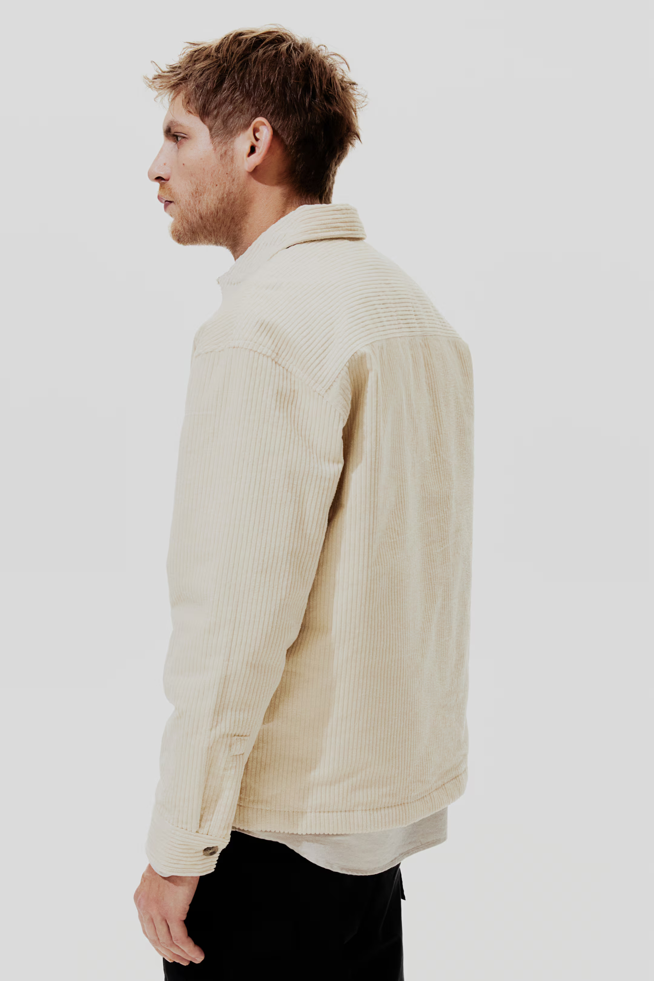 Loose Fit Corduroy Shacket - Cream - Men | H&M US | H&M (US + CA)