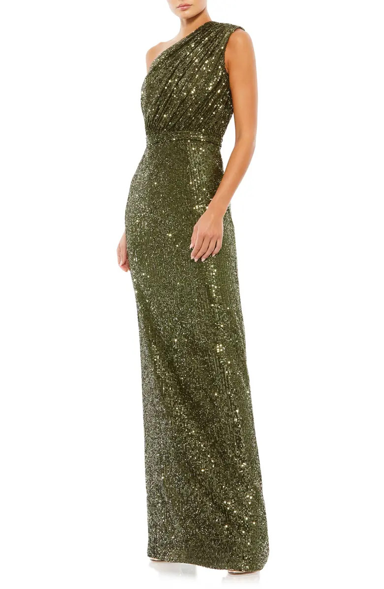 Sequin One-Shoulder Column Gown | Nordstrom