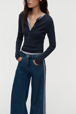 Azura High-Rise Wide-Leg Track Stripe Jeans | Anthropologie (US)