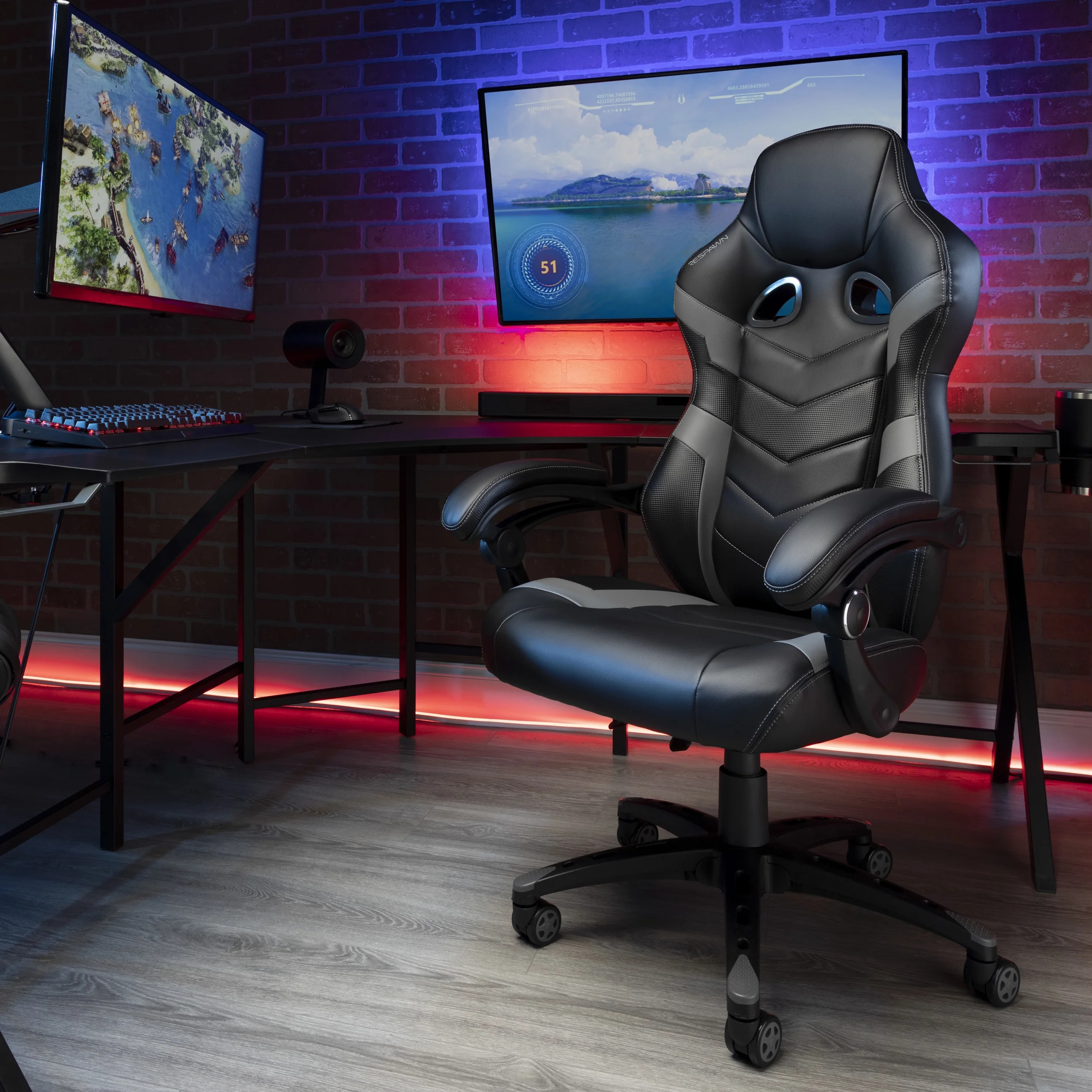 RESPAWN Ergonomic & Lumbar Support Swivel Gaming Chair, Gray - Walmart.com | Walmart (US)