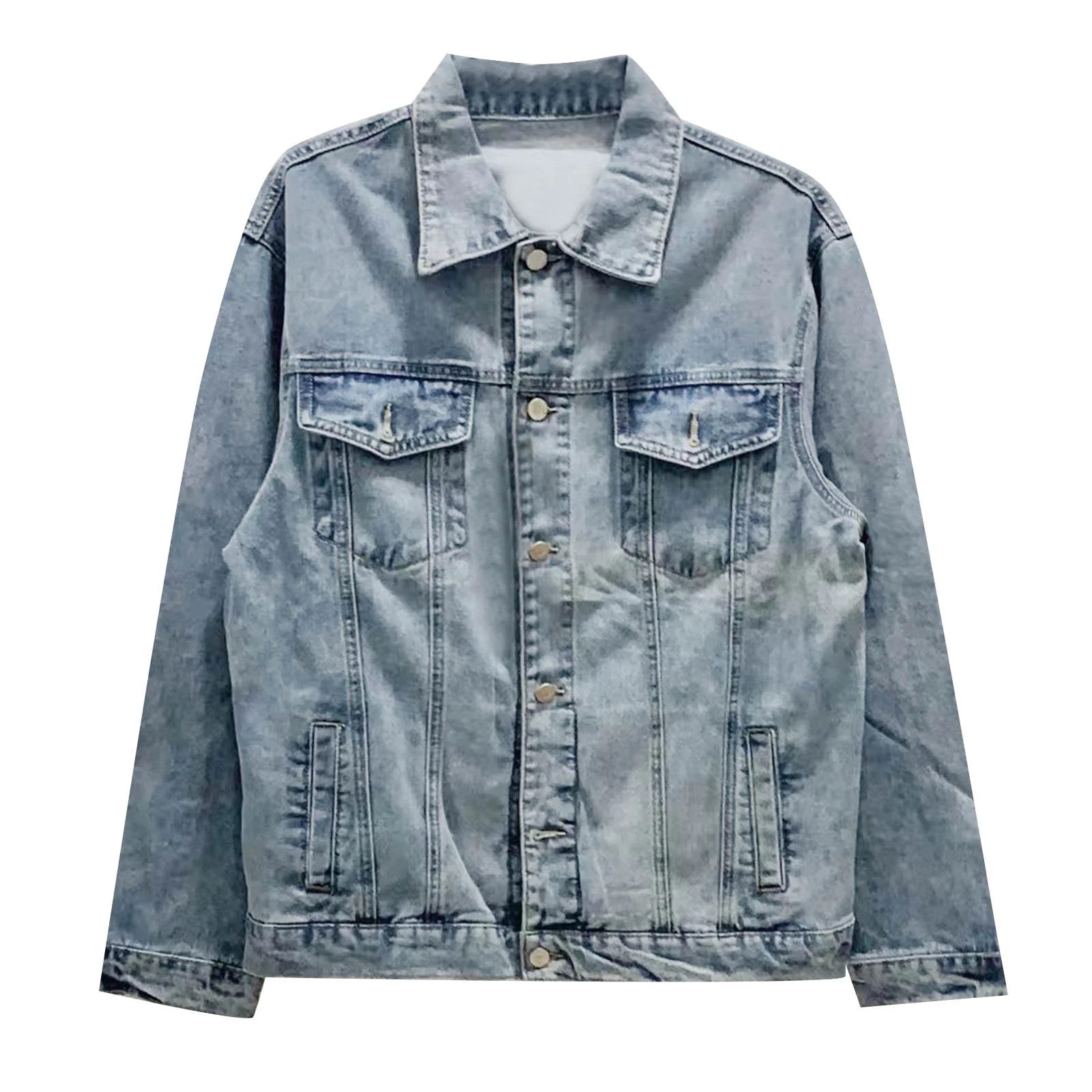 WILLBEST Jackets for Men Mens Spring and Autumn Fashion Leisure Solid Color Lapel Denim Jacket Co... | Walmart (US)