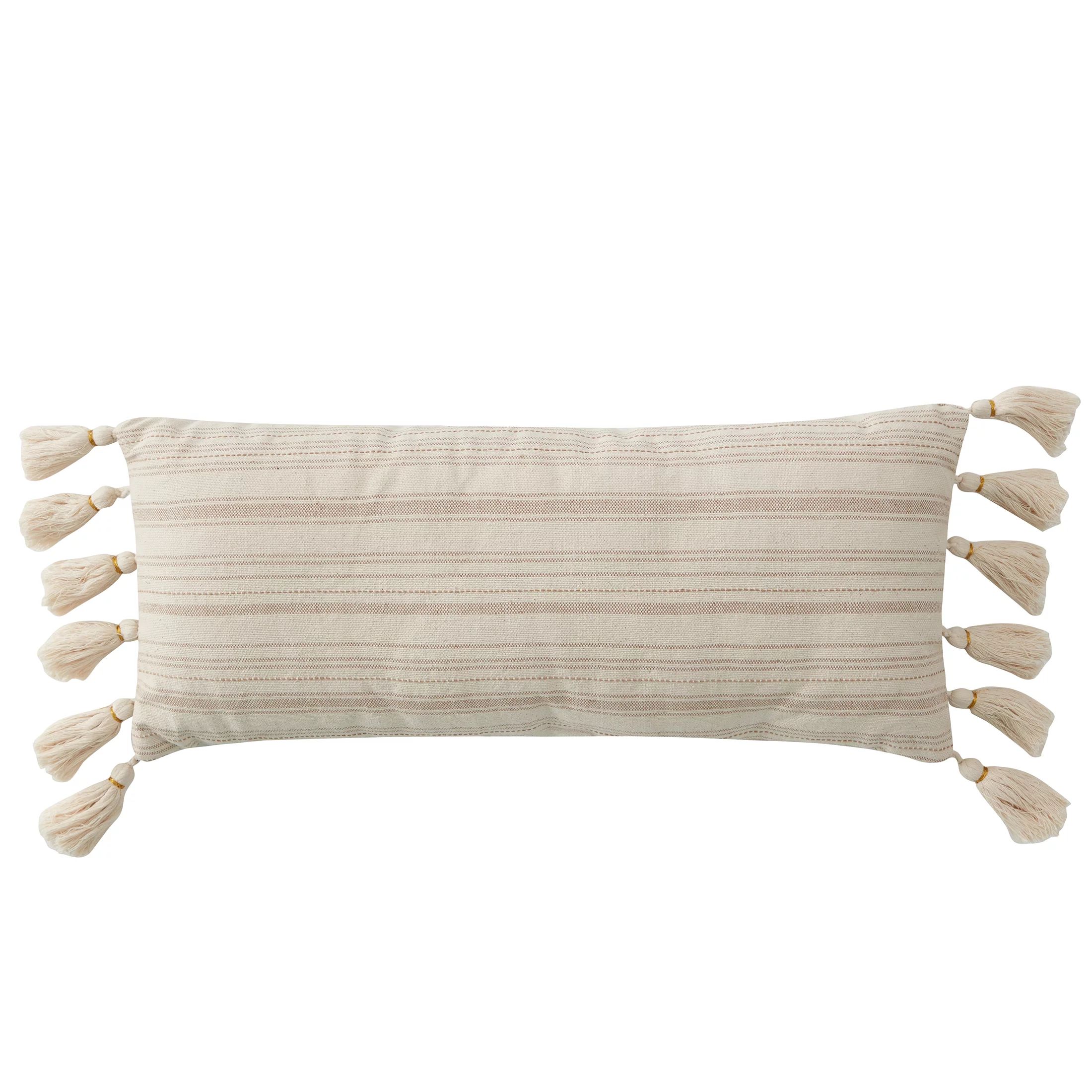 My Texas House Barret Tassel Oblong Decorative Pillow, 12" x 26", Tan/White | Walmart (US)