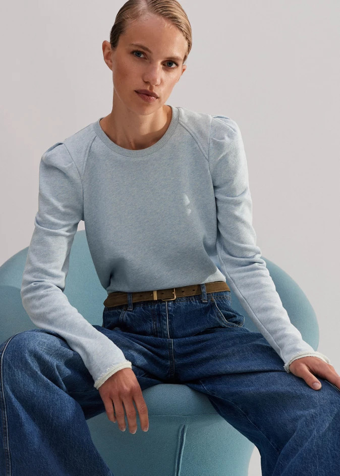 Rib Trim Feminine Sweatshirt | ME+EM Global (Excluding US)