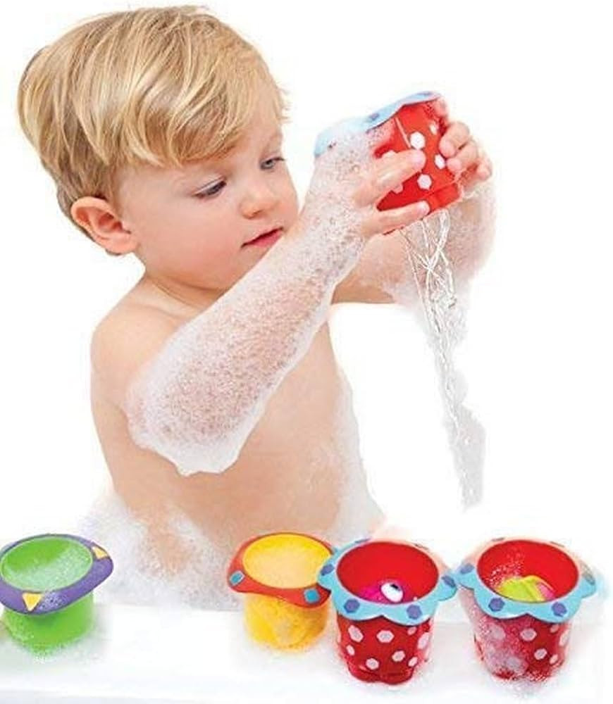 Nuby 5-Piece Splish Splash Stacking Cups Baby Bath Toy | Amazon (US)