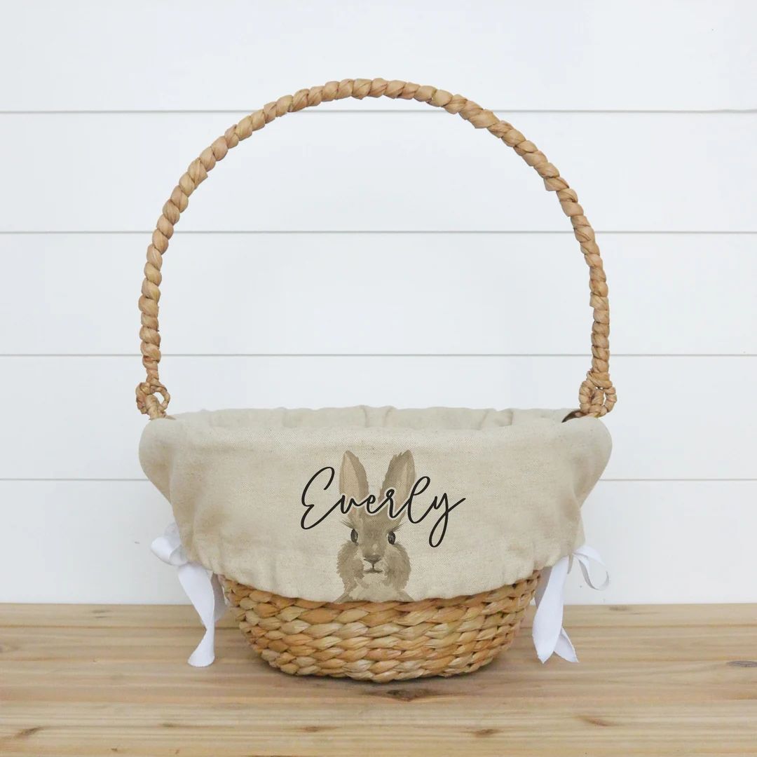 Bunny Personalized Basket Liner Customized Easter Basket Liner Monogram Girl Easter Basket Liner ... | Etsy (US)