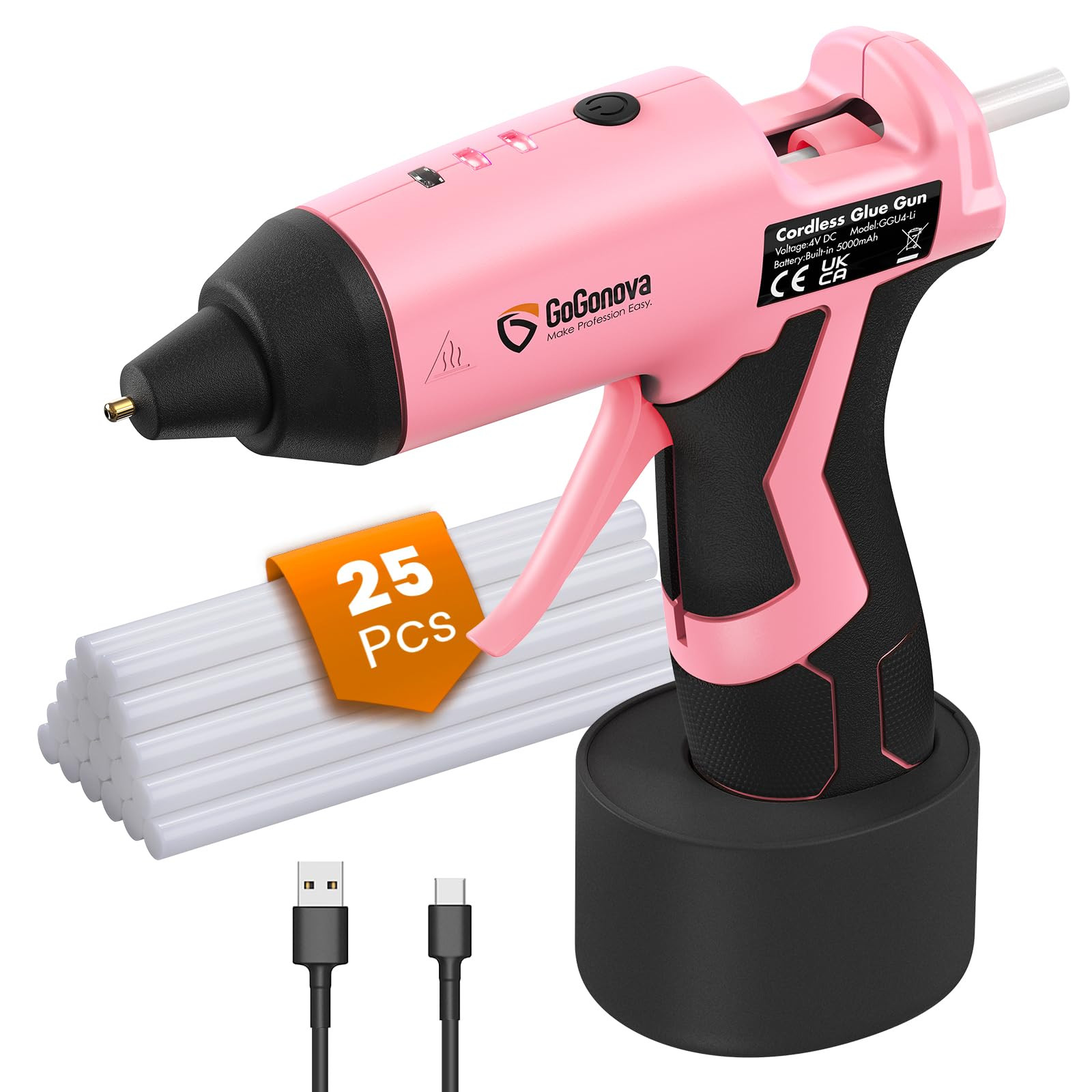 Cordless Hot Glue Gun, GoGonova 15s Fast Preheating 5Ah Built-in Battery Hot Melt Glue Gun, Smart... | Amazon (US)