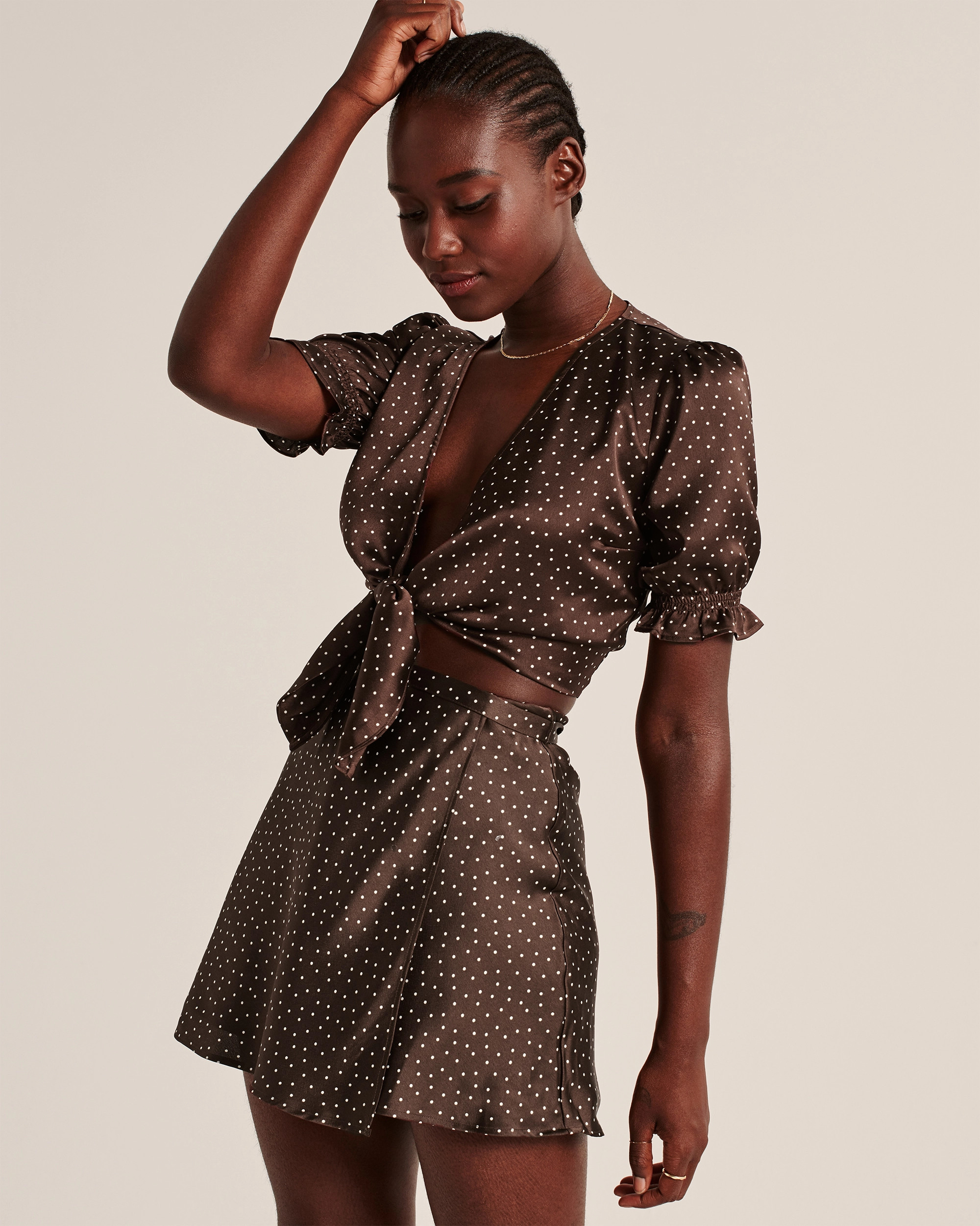 Tie-Front Satin Blouse | Abercrombie & Fitch (US)