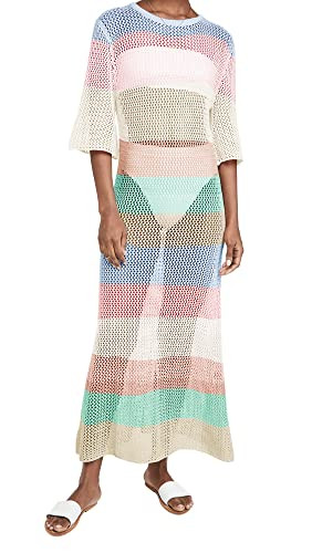 Women's Crochet Cover Ups for Bikini Swimsuit Half Sleeve Bathing Suit Rainbow Swimwear Long Beac... | Amazon (US)