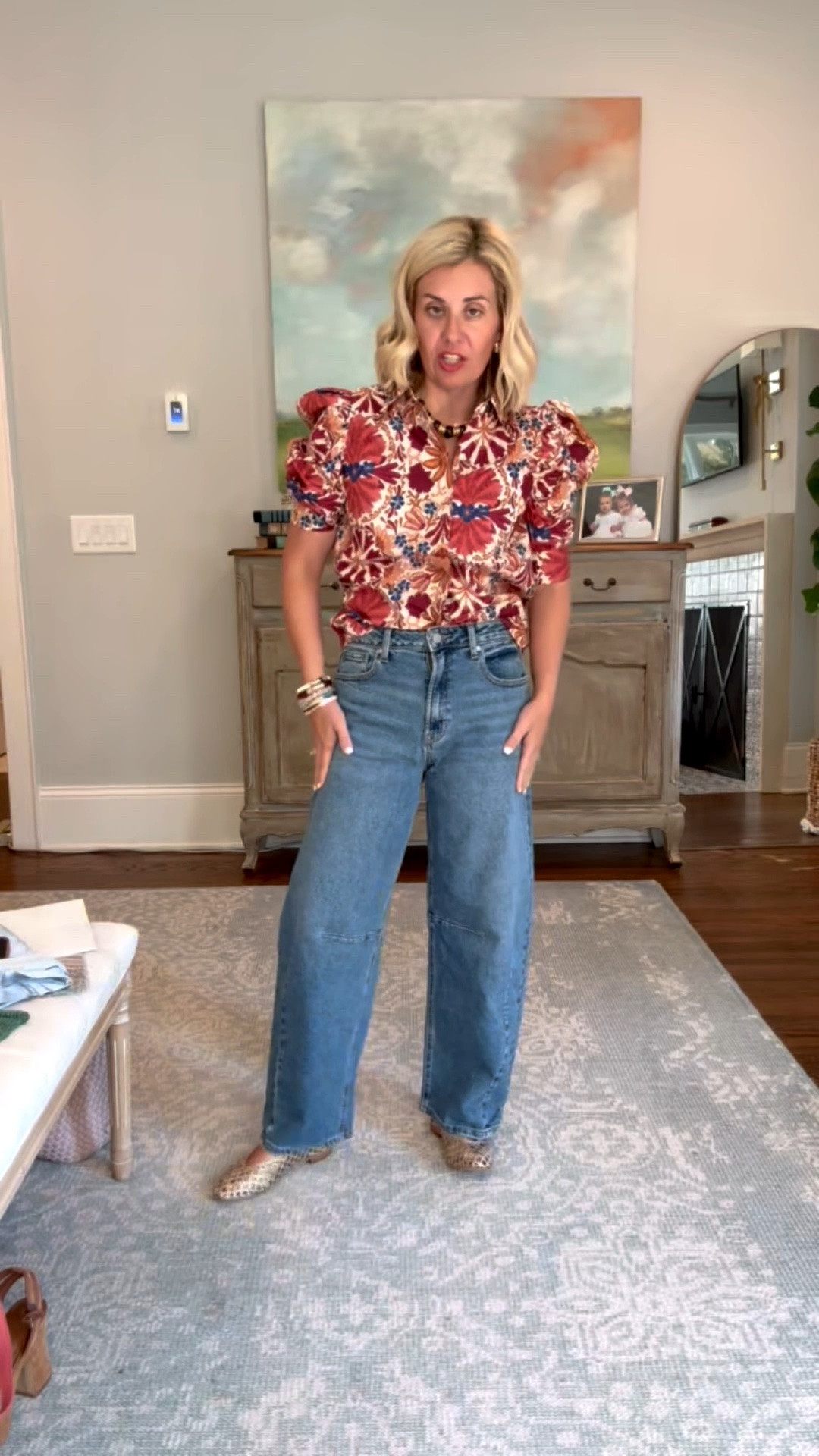 Fabulous blouse and barrel jeans from Avara! 
￼
Top - small
Jeans - 26
Flats - 7.5 (sized 1/2 down) 

Codes:
Avara - mixandmatch15
Allie + Bess - Catherine20

#LTKOver40 #LTKSeasonal #LTKdayinmylife