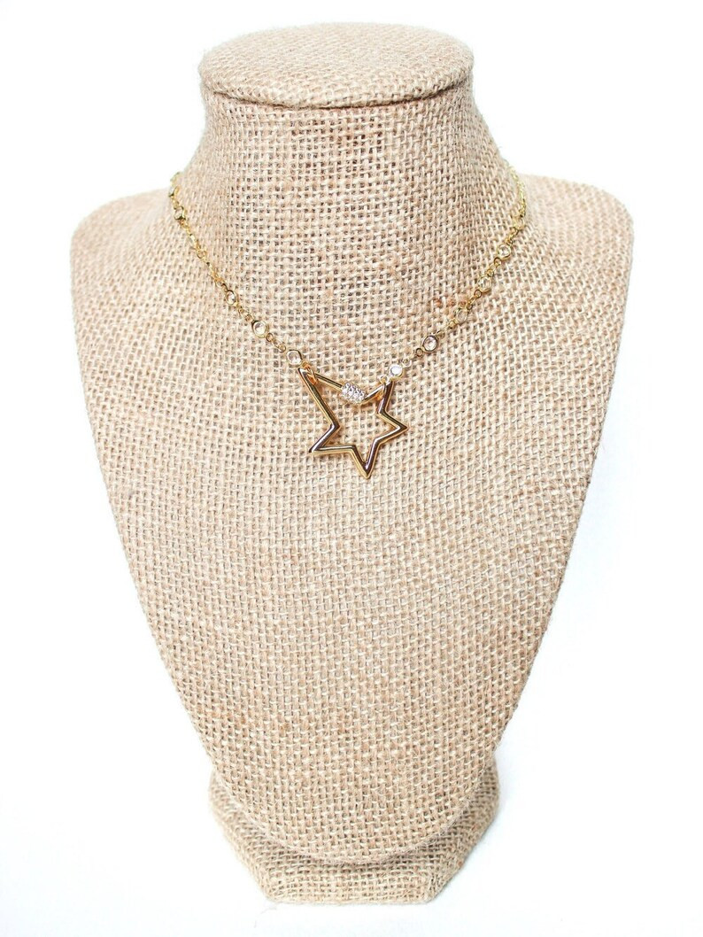 Gold Star Carabiner Screw Clasp, Gold Crystal Chain Necklace | Etsy (US)