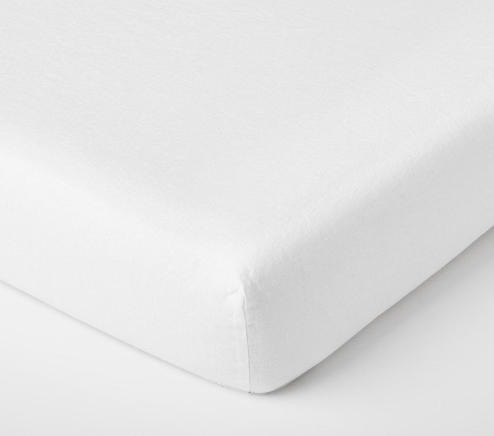 Belgian Flax Linen Crib Fitted Sheet | Pottery Barn Kids
