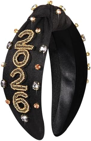 Happy New Year Headband for Women New Year’s Eve Accessories Gold Beaded NYE NEW YEAR Knotted H... | Amazon (US)